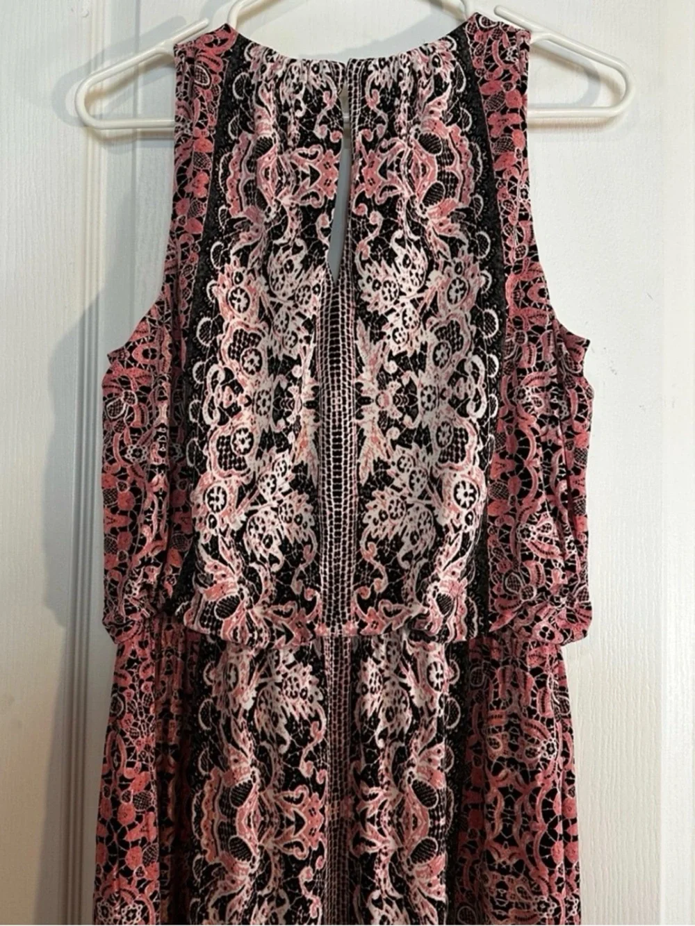 London Style Sleeveless Pink and Black Printed Maxi Dress - Picture 3 of 7